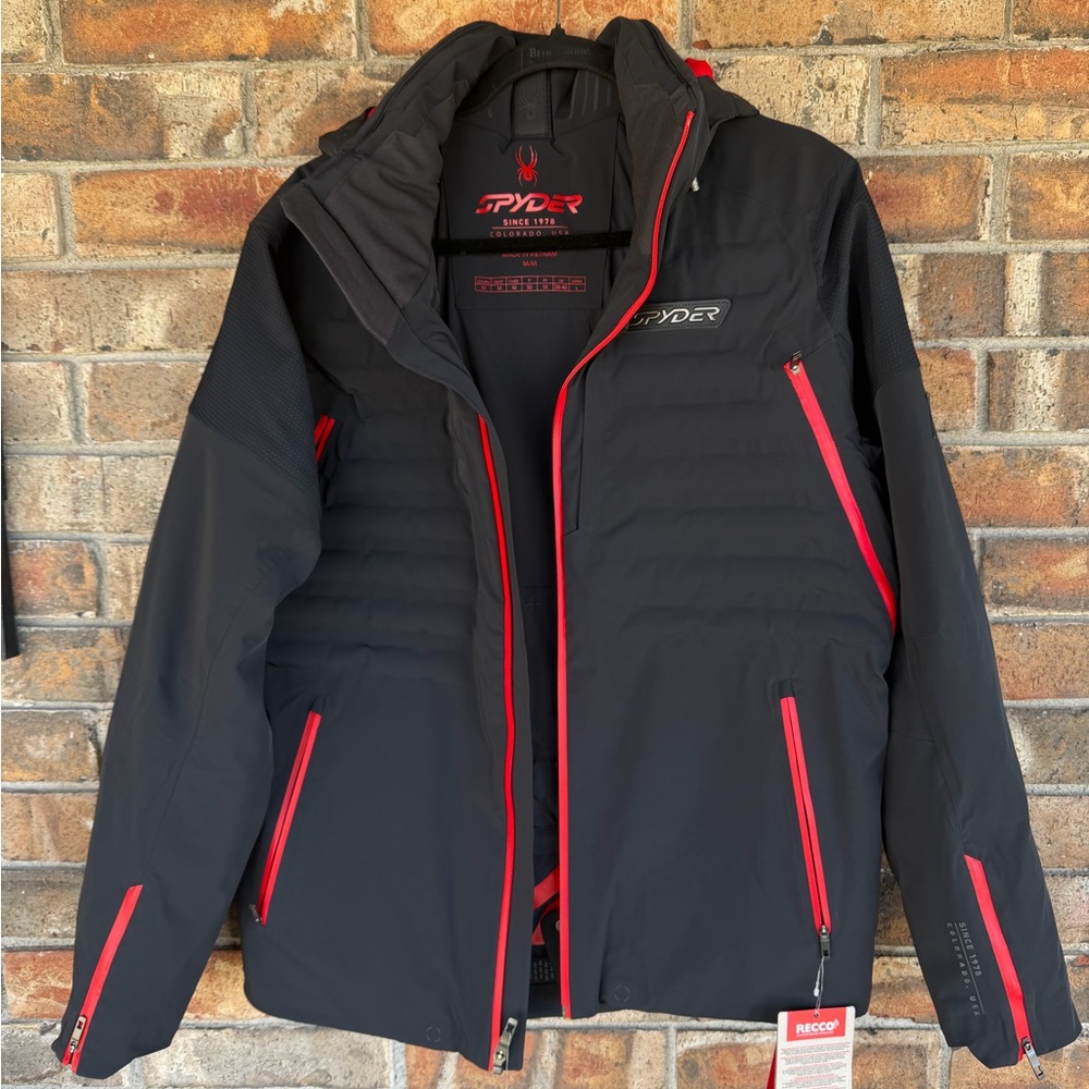 Spyder Pinnacle Ski Jacket Recco Men’s Medium Red Black NWT